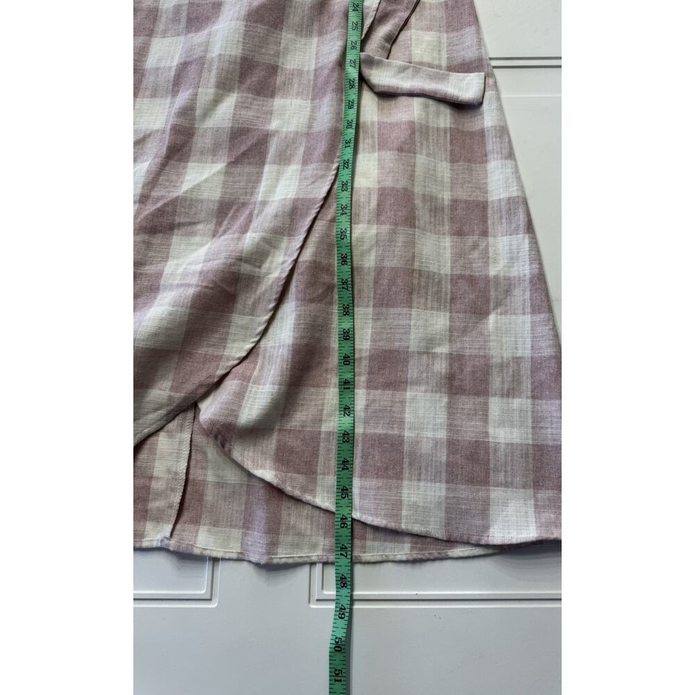 Sweetsalt Modest Faux Wrap Pink Checkered Linen Blend Dress Sz Small Cottagecore - Picture 5 of 6